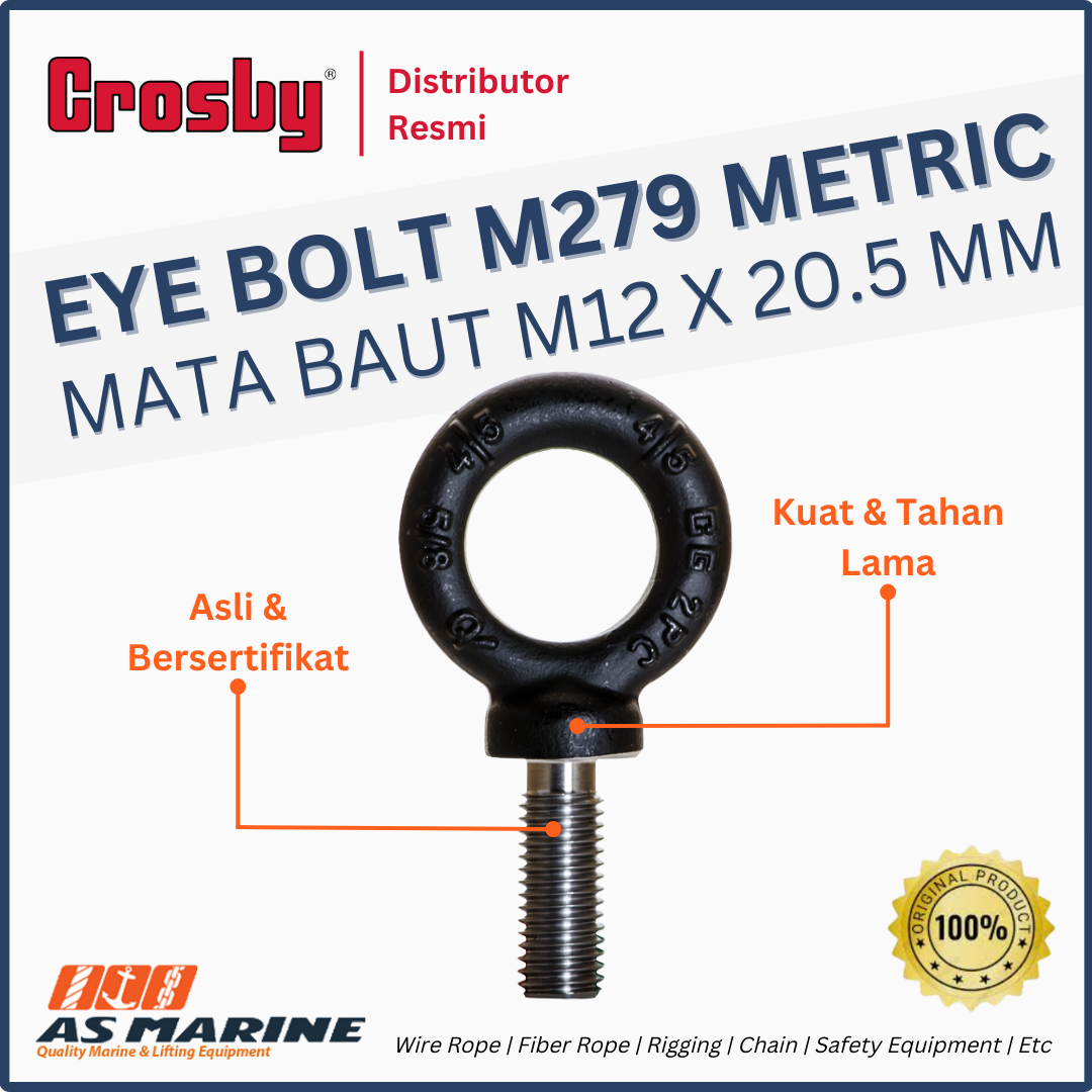 crosby usa eye bolt atau mata baut m279 metric m12 x 20,5mm